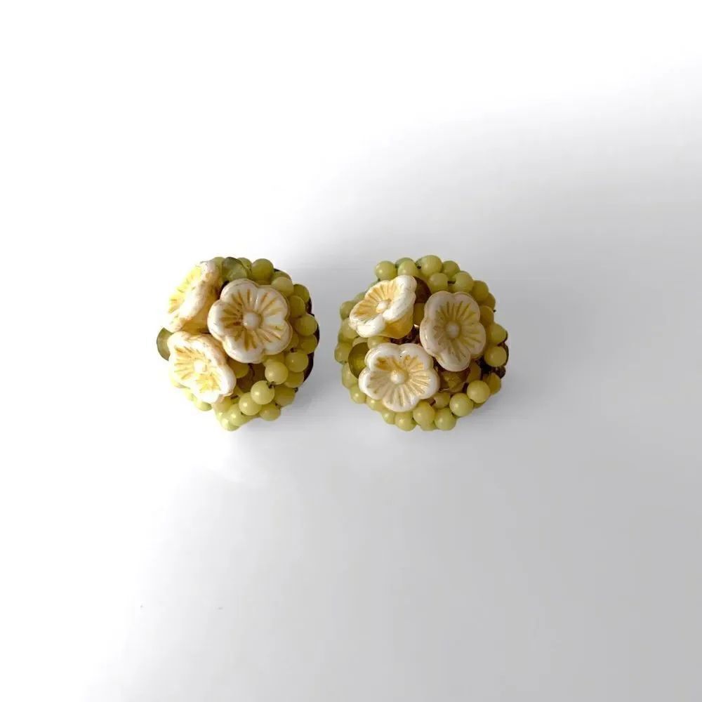 Vintage Cluster Bead Flower Earrings